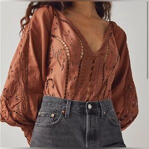 NWT Free People Regina Bodysuit, Copper, Size Large